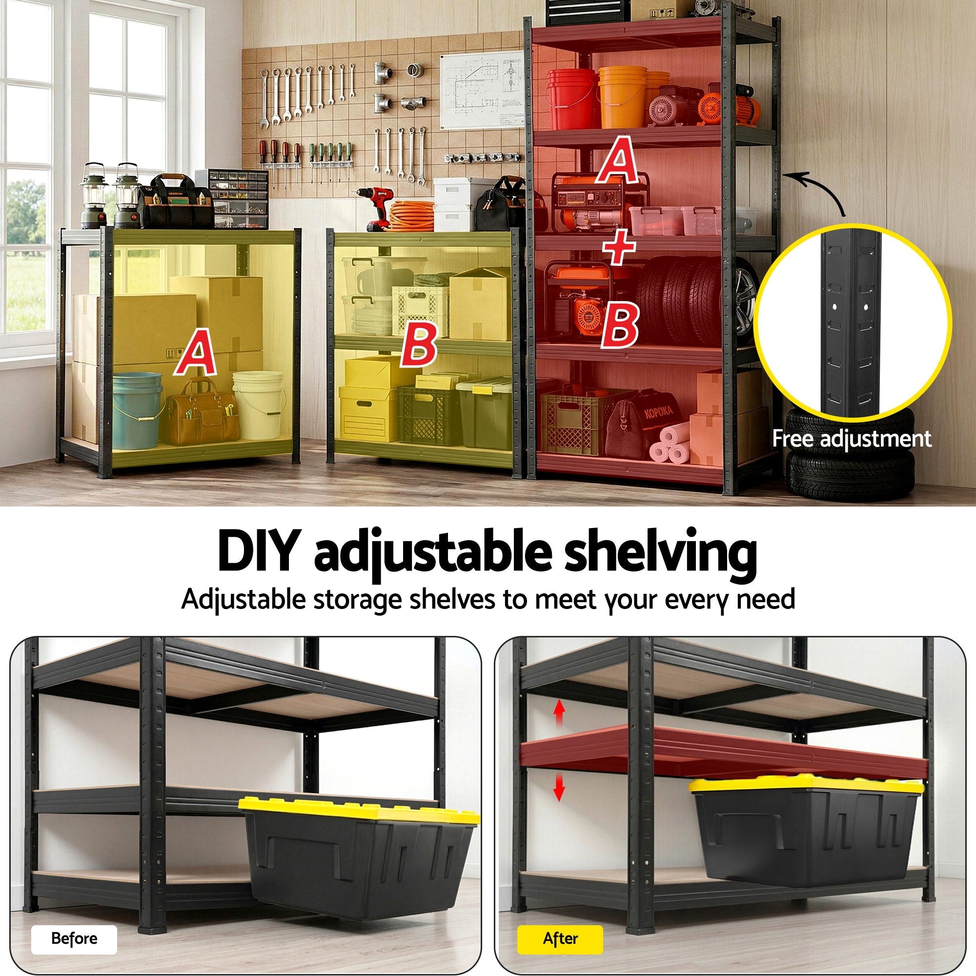 Giantz 5-Tier Garage Shelving Unit 1.6x0.8m Storage Rack Pallet Racking - Black