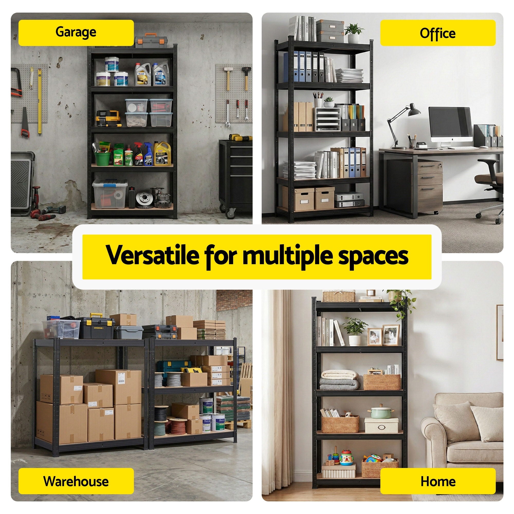 Giantz 5-Tier Garage Shelving Unit 1.6x0.8m Storage Rack Pallet Racking - Black