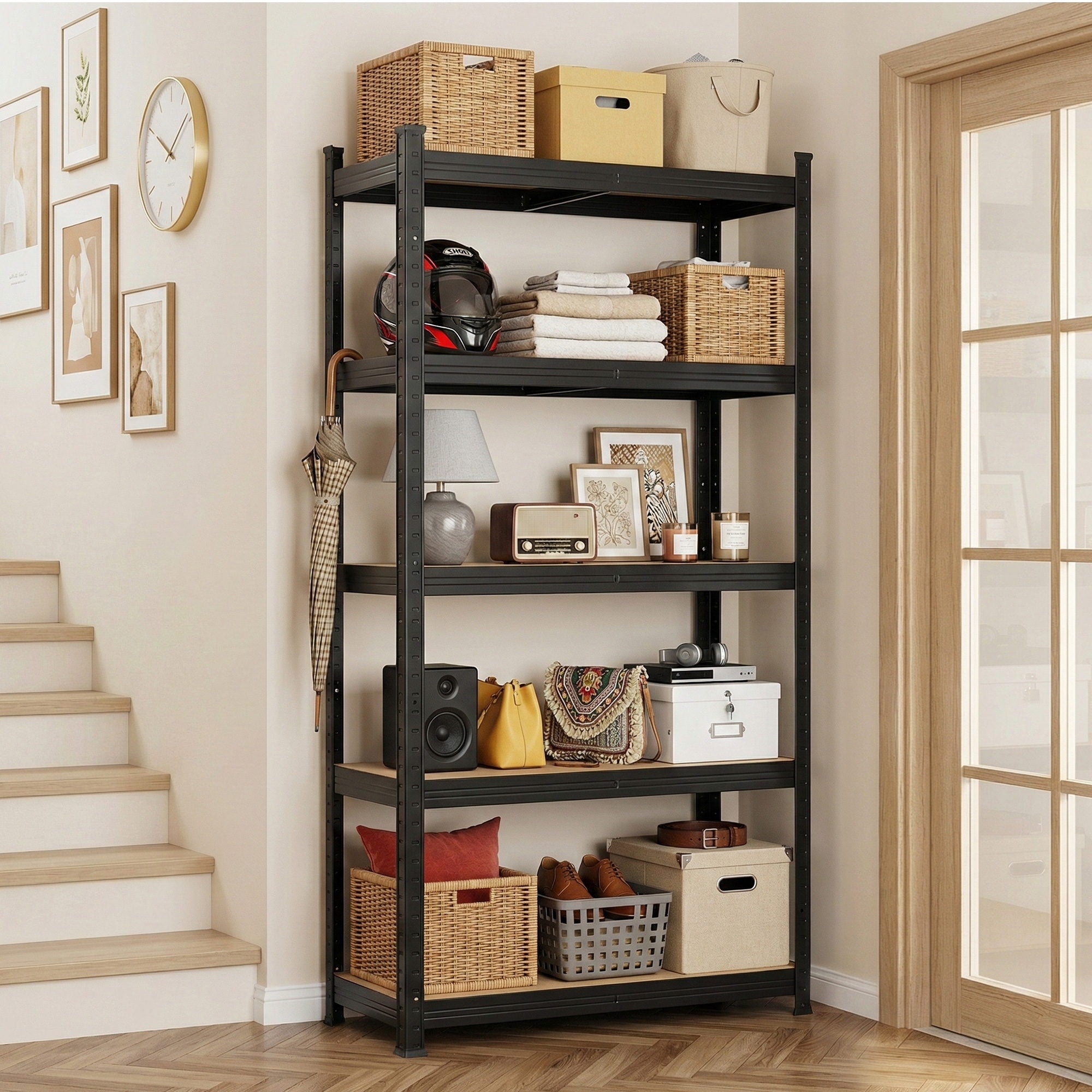 Giantz 5-Tier Garage Shelving Unit 1.6x0.8m Storage Rack Pallet Racking - Black