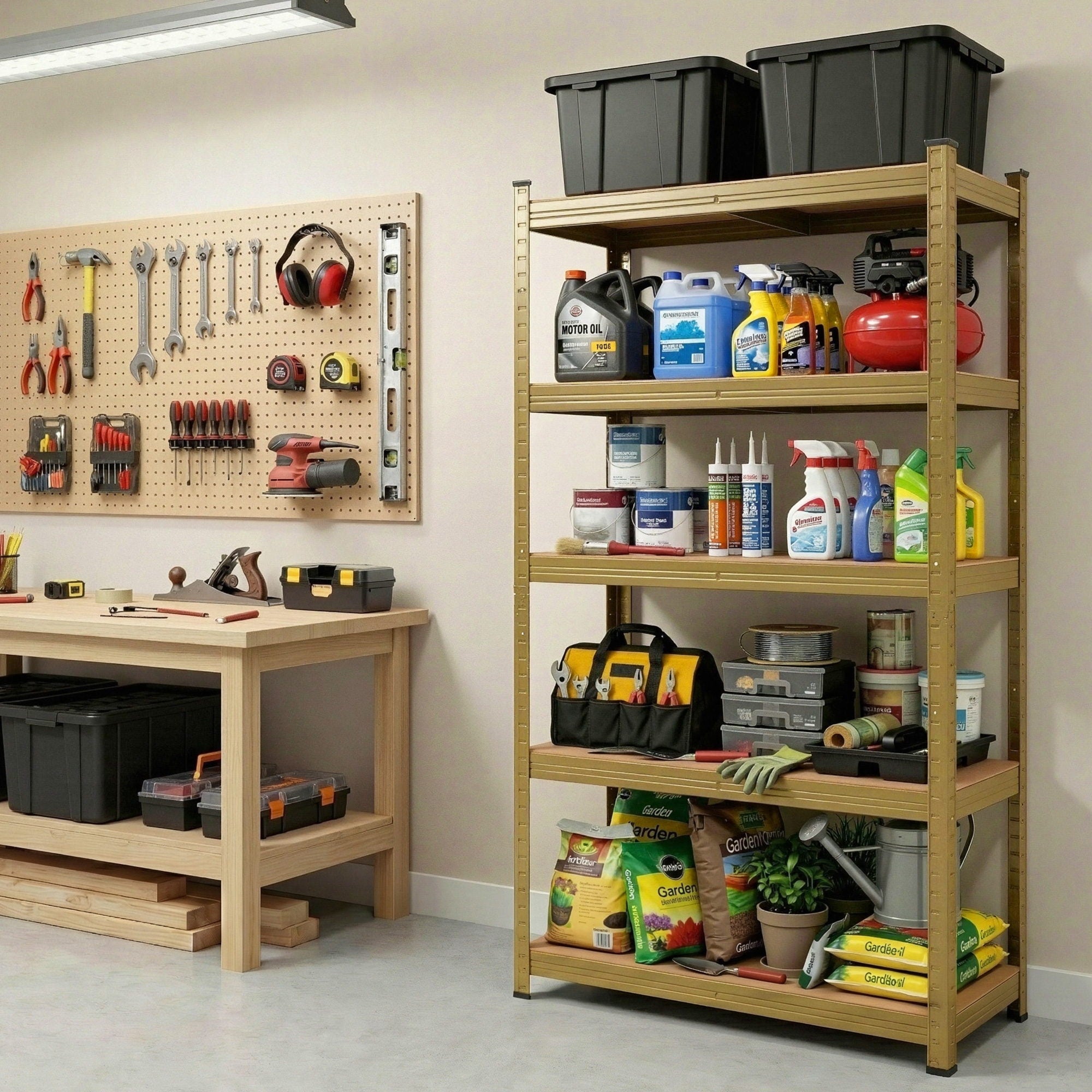 Garage Shelving 1.6x0.8m 5-Tier Warehouse Storage Rack Pallet Racking - Yellow