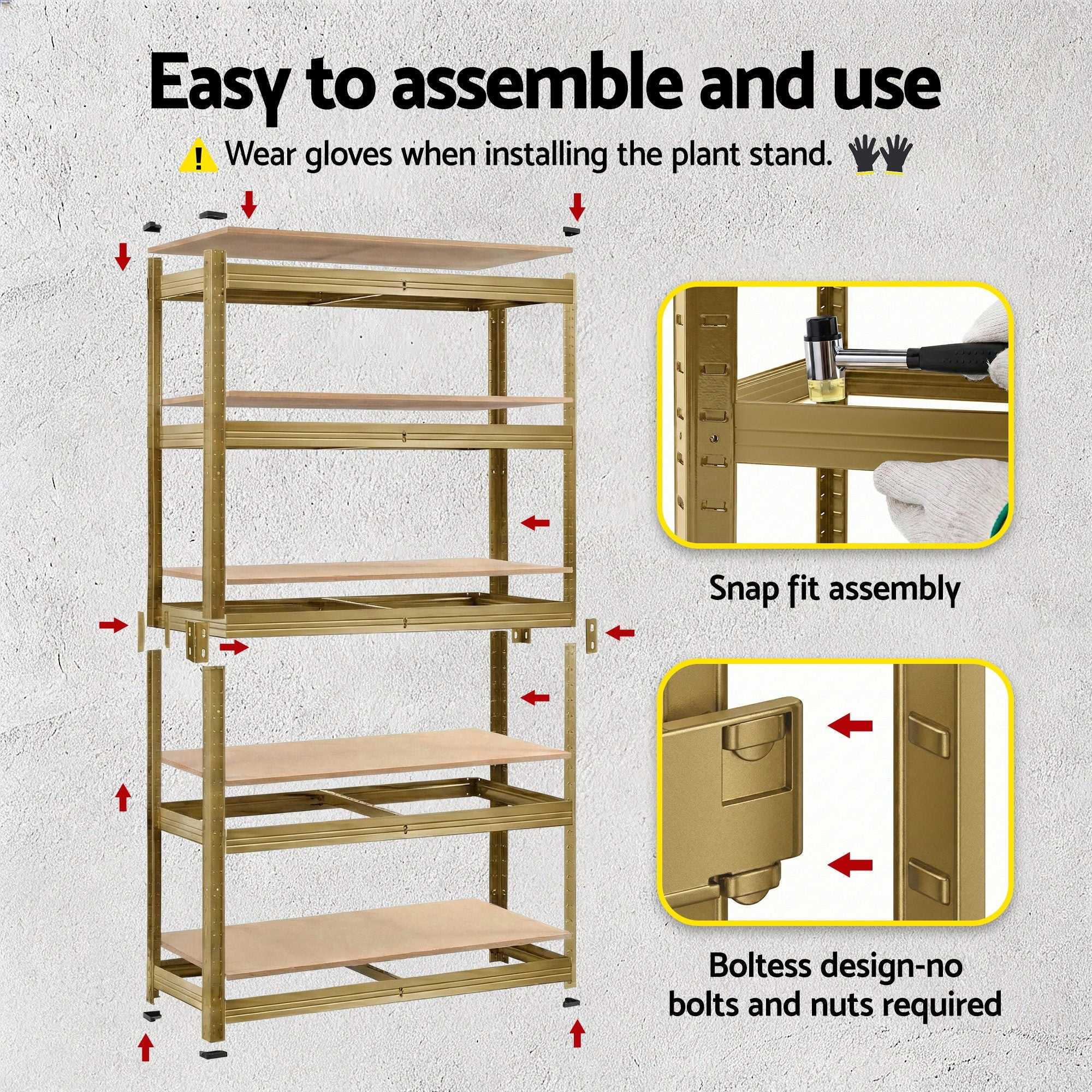 Garage Shelving 1.6x0.8m 5-Tier Warehouse Storage Rack Pallet Racking - Yellow