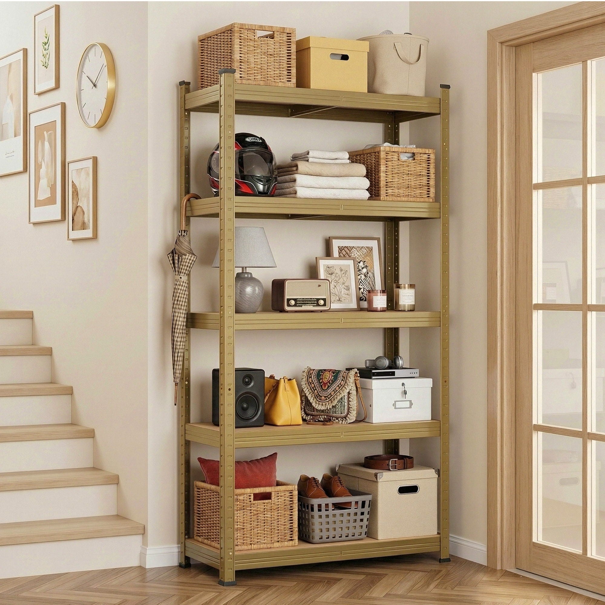 Garage Shelving 1.6x0.8m 5-Tier Warehouse Storage Rack Pallet Racking - Yellow