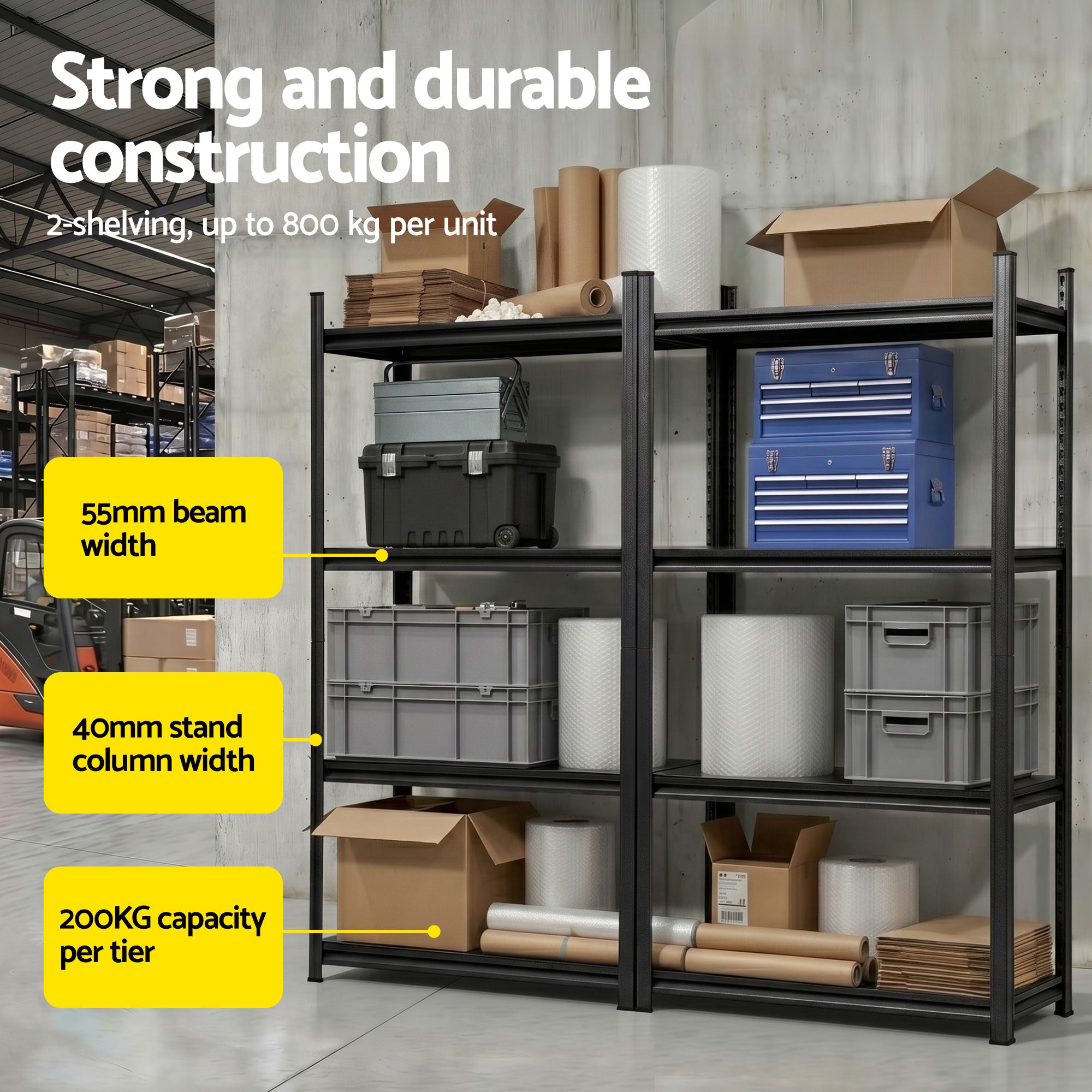 Garage Shelving 1.8X1.8m Warehouse Rack Storage Shelves Workshop Racks Steel