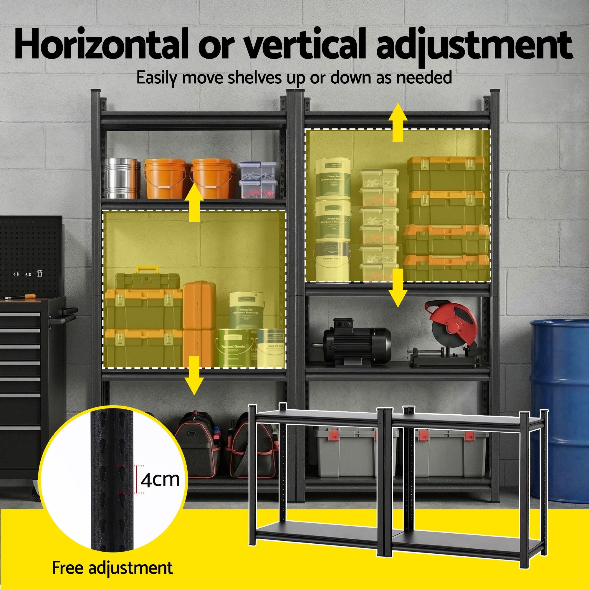 Garage Shelving 1.8X1.8m Warehouse Rack Storage Shelves Workshop Racks Steel