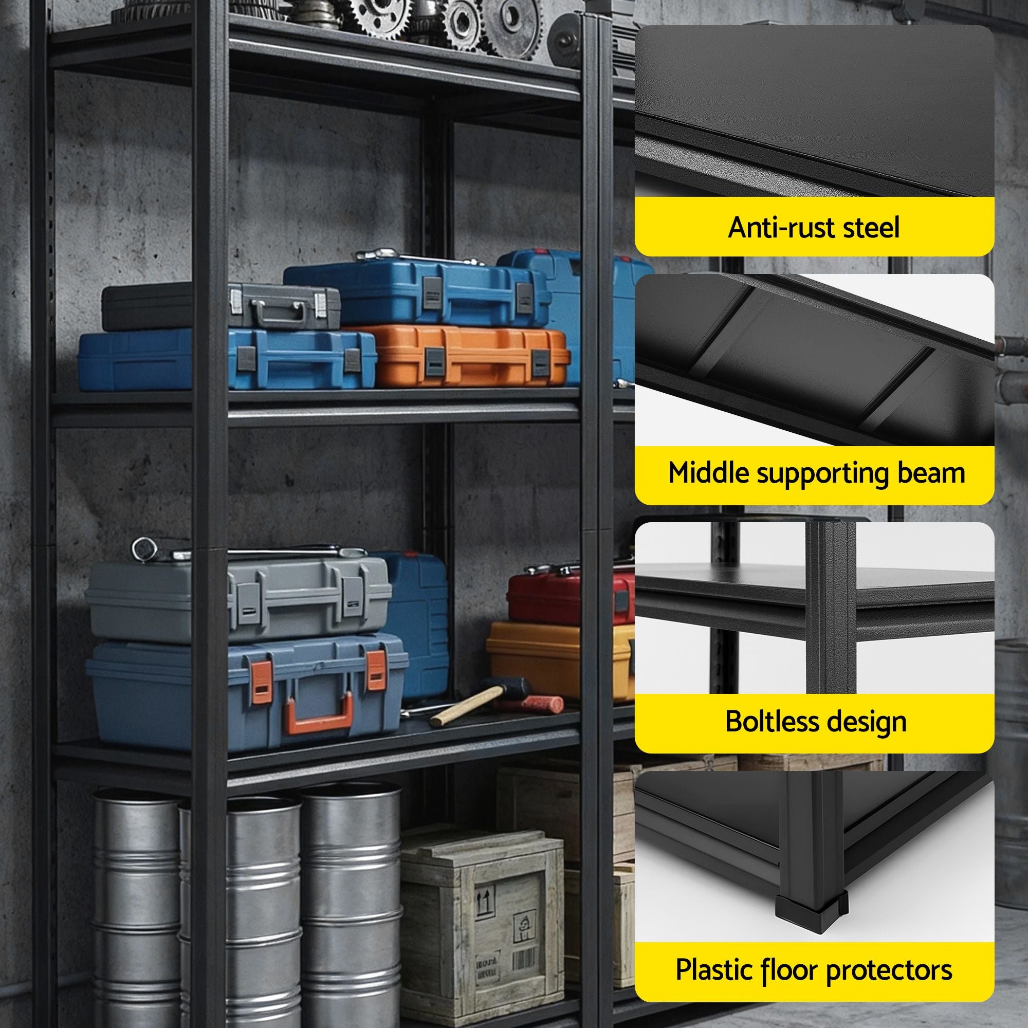 Garage Shelving 1.8X1.8m Warehouse Rack Storage Shelves Workshop Racks Steel