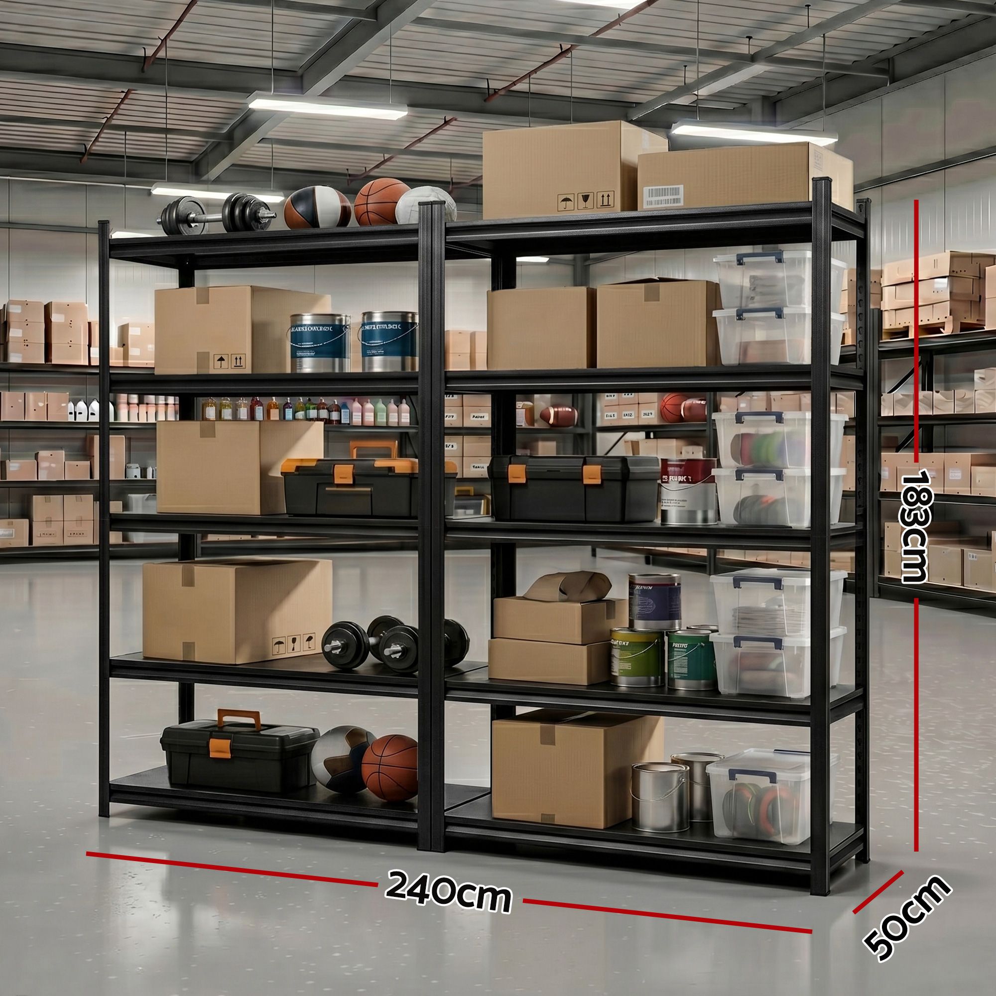Garage Shelving 2.4X1.8m Warehouse Rack Storage Shelves Workshop Racks Steel