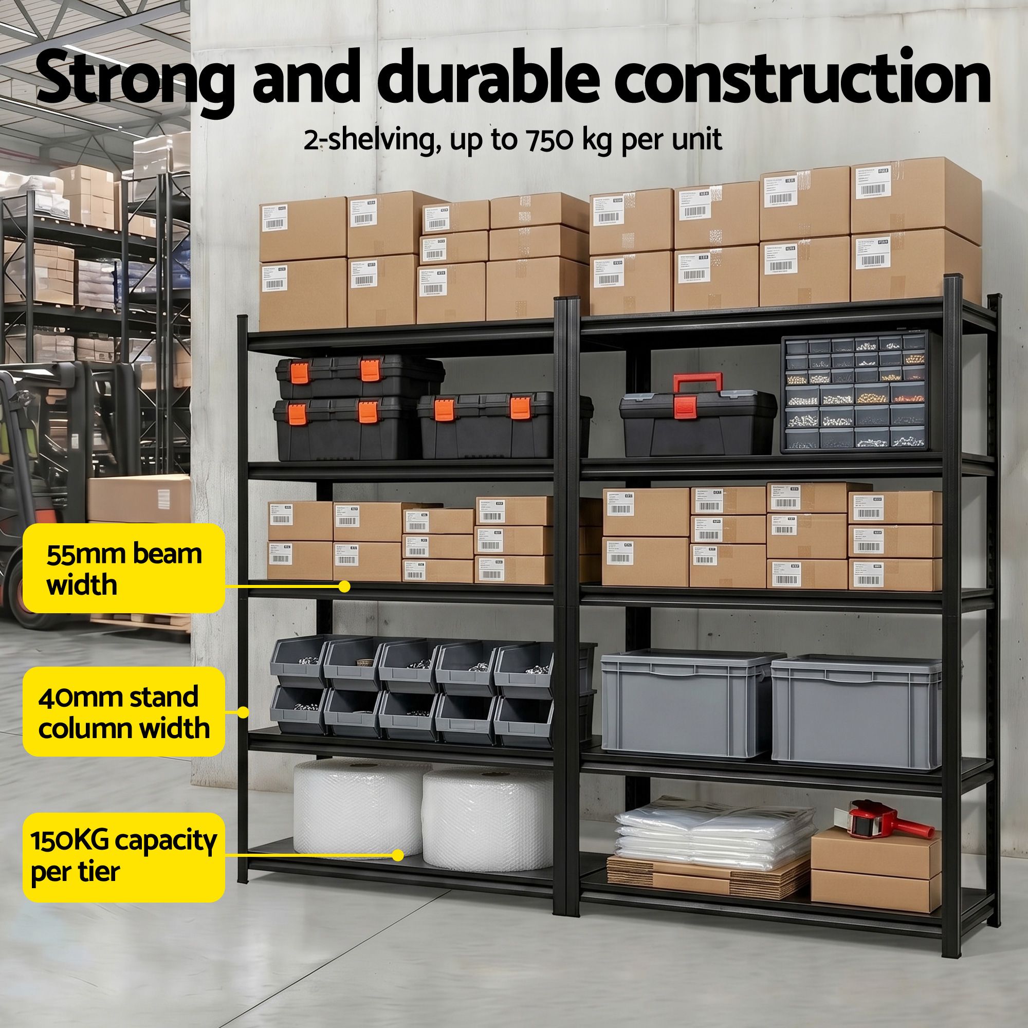 Garage Shelving 2.4X1.8m Warehouse Rack Storage Shelves Workshop Racks Steel