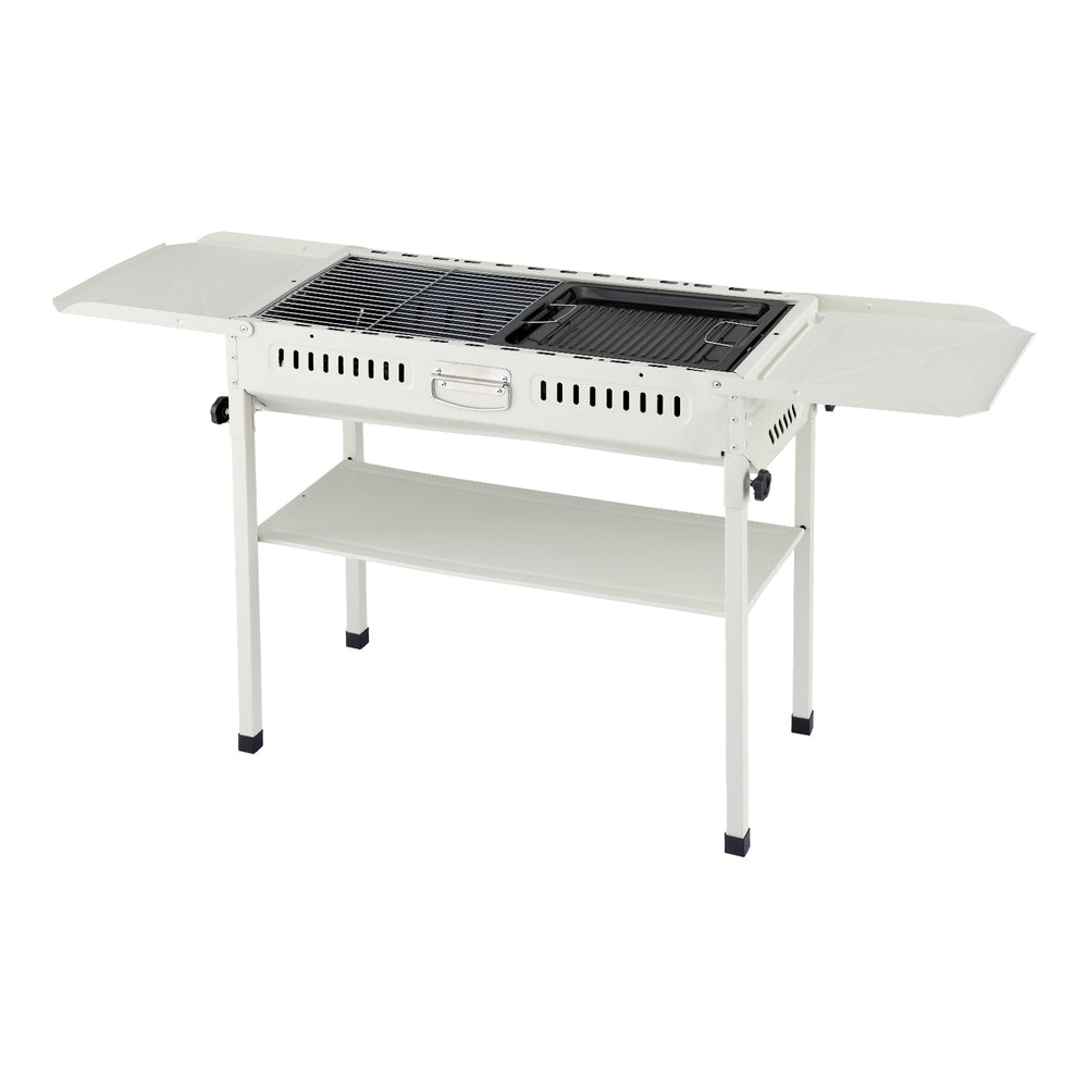 Portable BBQ Grill w/ Stainless Steel Racks & Pans for Outdoor