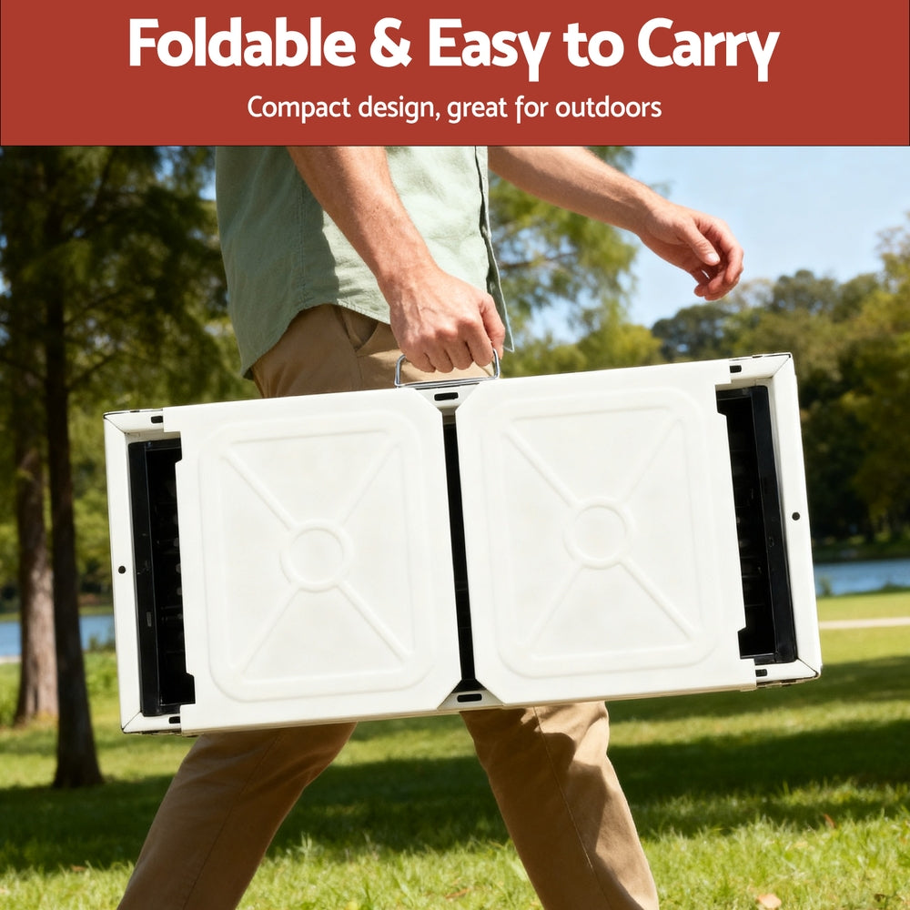 Portable BBQ Grill w/ Stainless Steel Racks & Pans for Outdoor