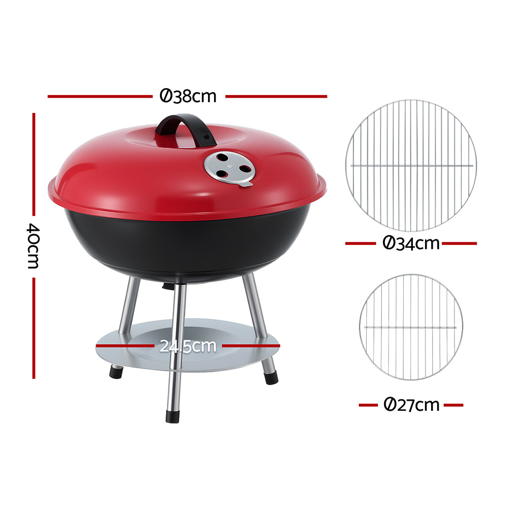 Charcoal BBQ Grill Portable with Lid for Camping Outdoor