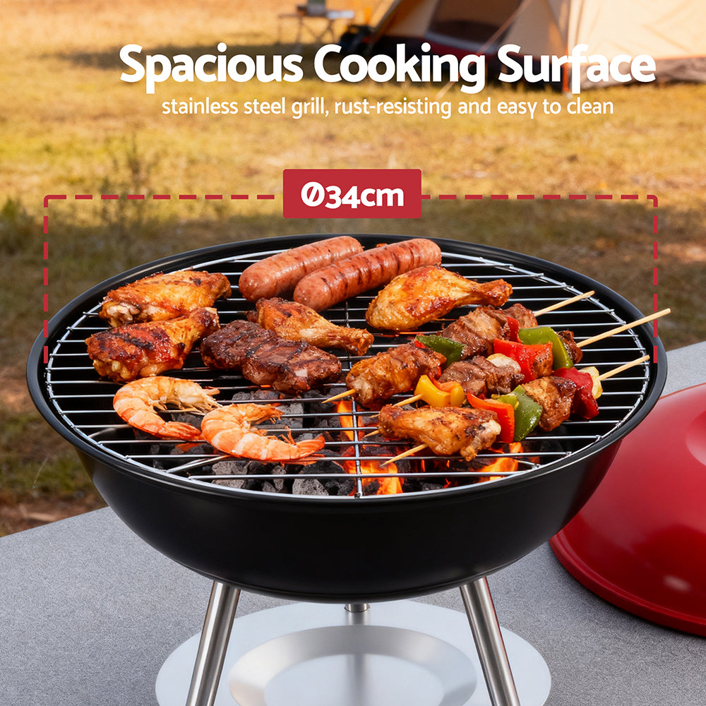 Charcoal BBQ Grill Portable with Lid for Camping Outdoor