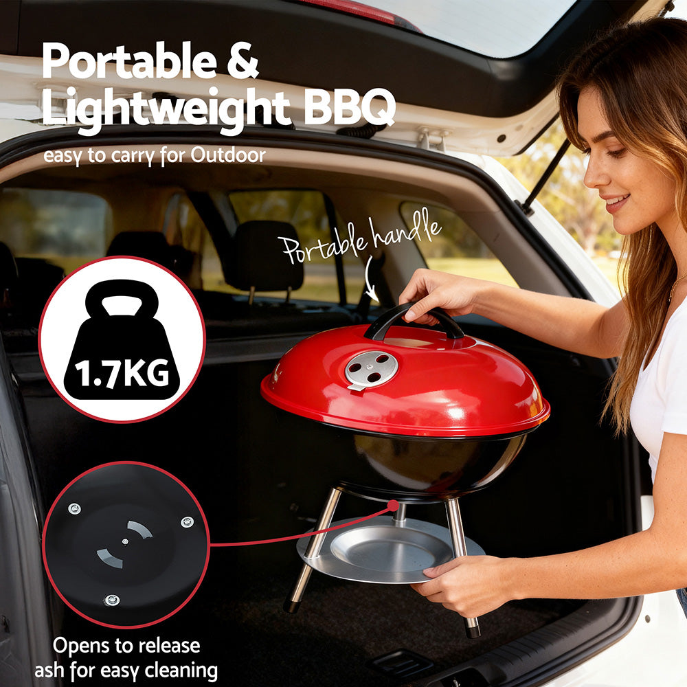 Charcoal BBQ Grill Portable with Lid for Camping Outdoor