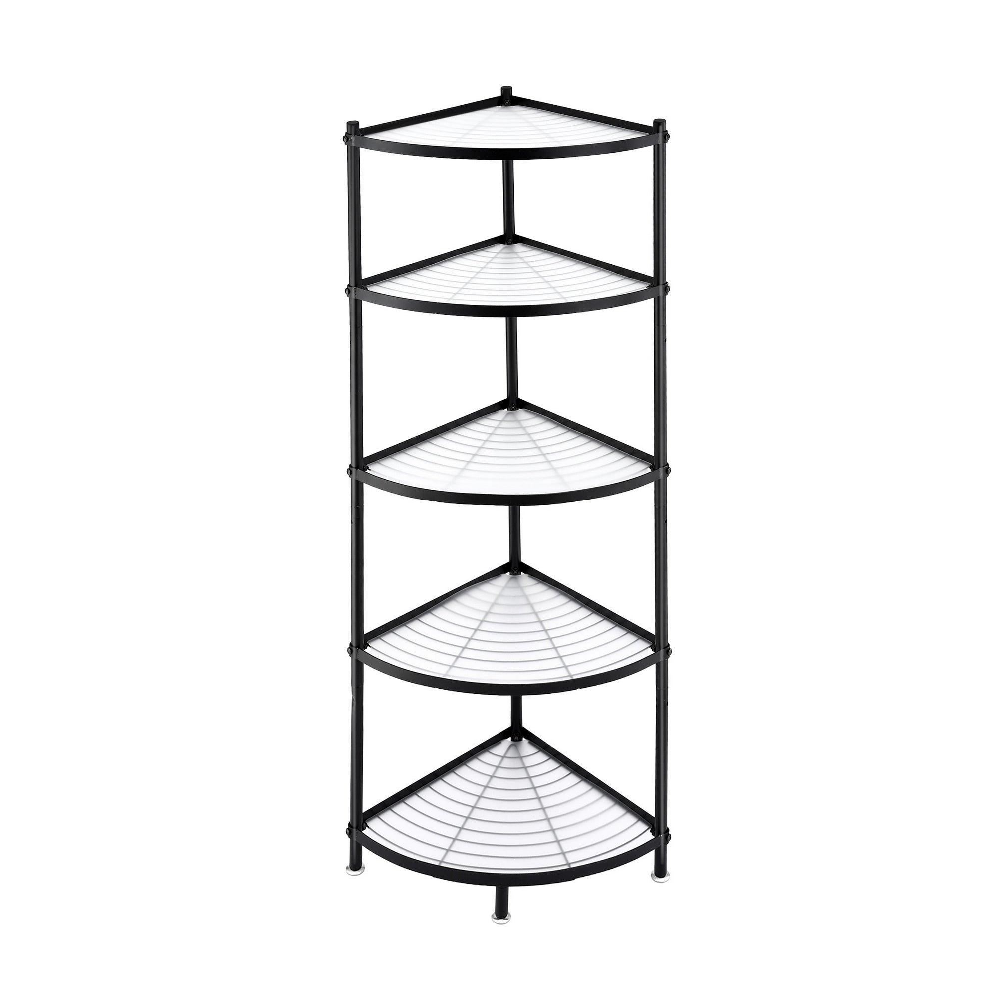 5-Tier Metal Kitchen Corner Shelf Rack Stand for Microwave Storage - Black