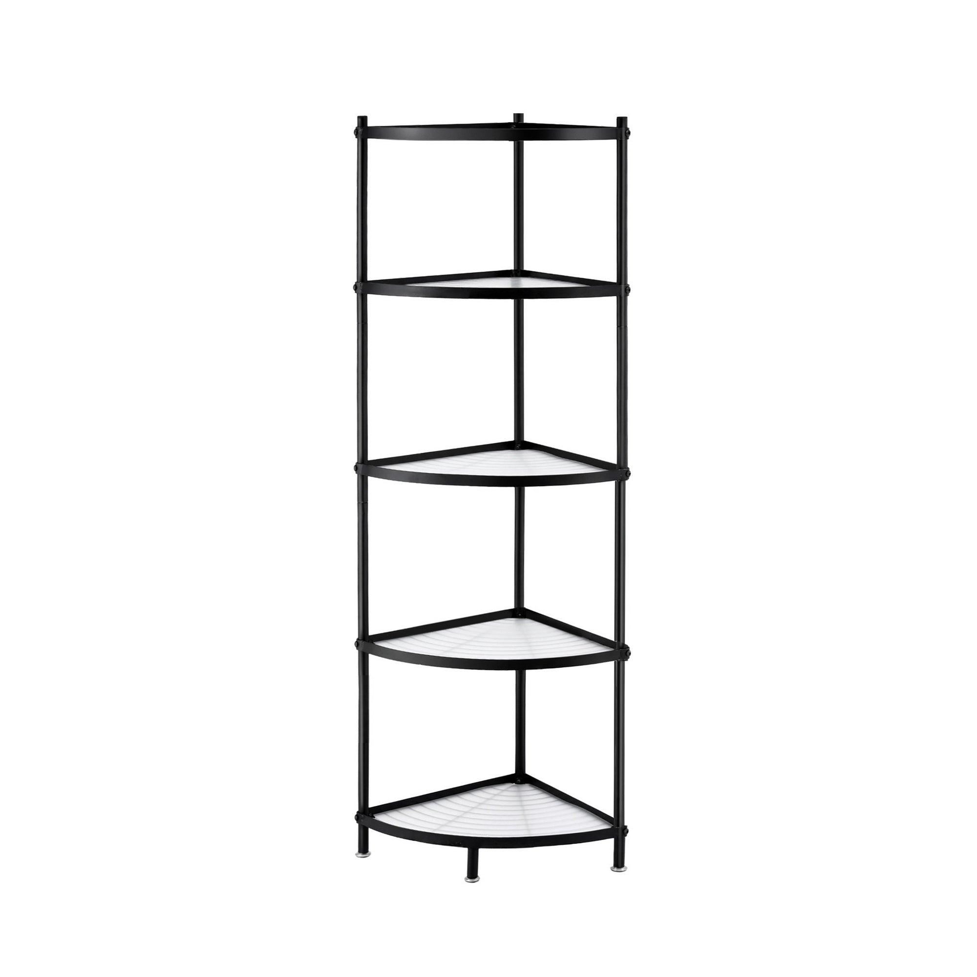 5-Tier Metal Kitchen Corner Shelf Rack Stand for Microwave Storage - Black