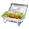 9L Chafing Dish Set, Premium 410 Stainless Steel Buffet Warmer, Bain Marie Food Server with Fuel Holders & Lid, Stackable Catering Equipment for Hotels, Parties, Weddings & Banquets, Silver