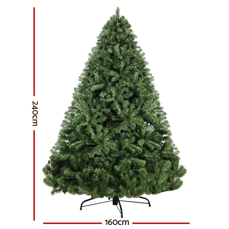 Christmas Tree 2.4M Xmas Tree Decorations Green 1500 Tips