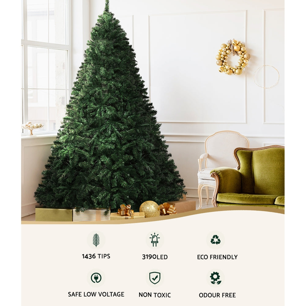 8FT / 2.4M Christmas Tree with 8 Multi-Colour Light Modes