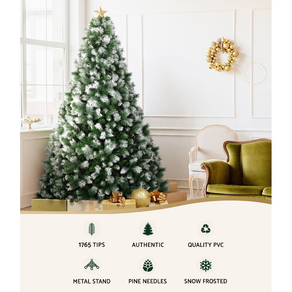 2.7M Snowy Pine Needle Christmas Tree – 1765 Tips for a Full, Festive Look