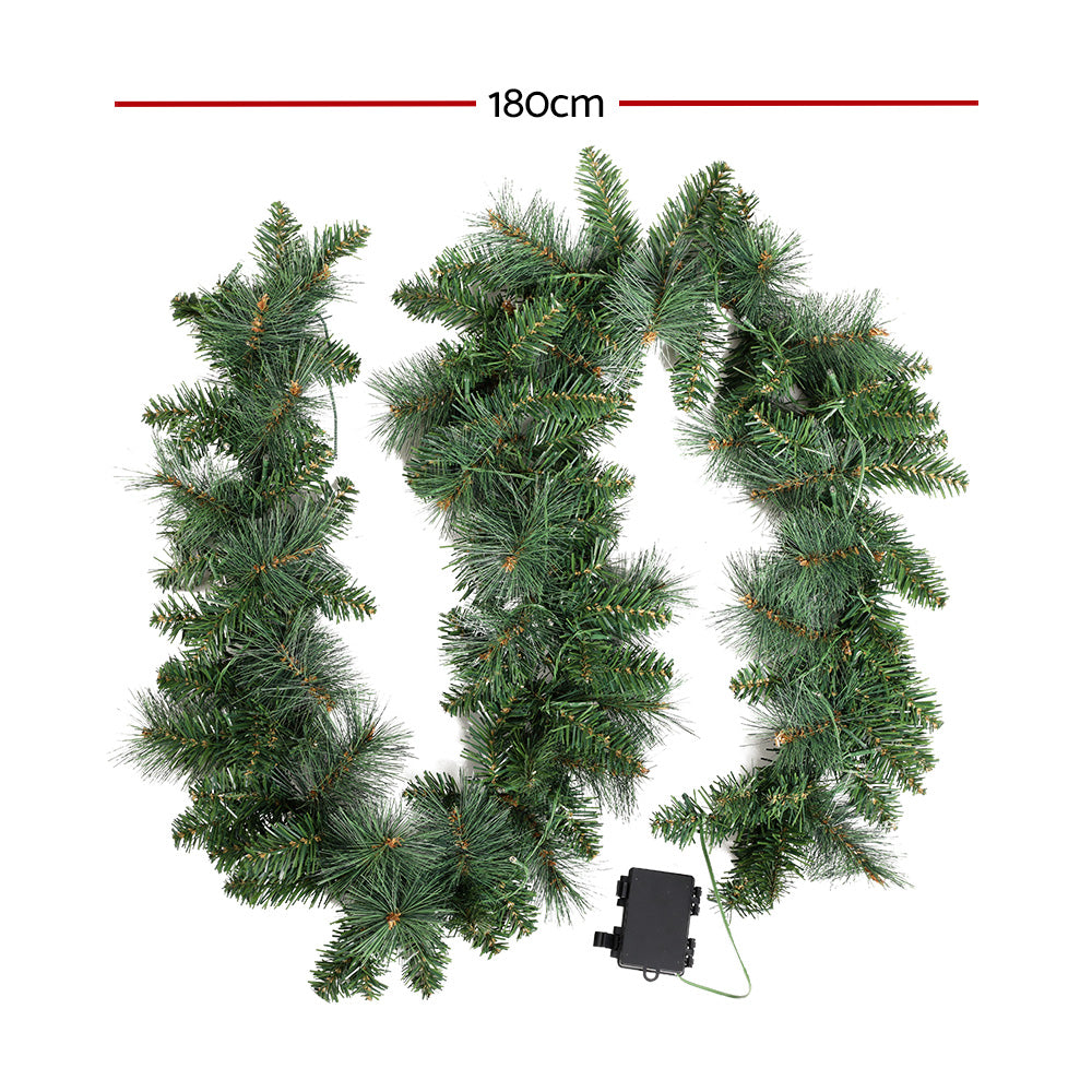 1.8m Christmas Garland with LED Lights – Festive Party Decoration