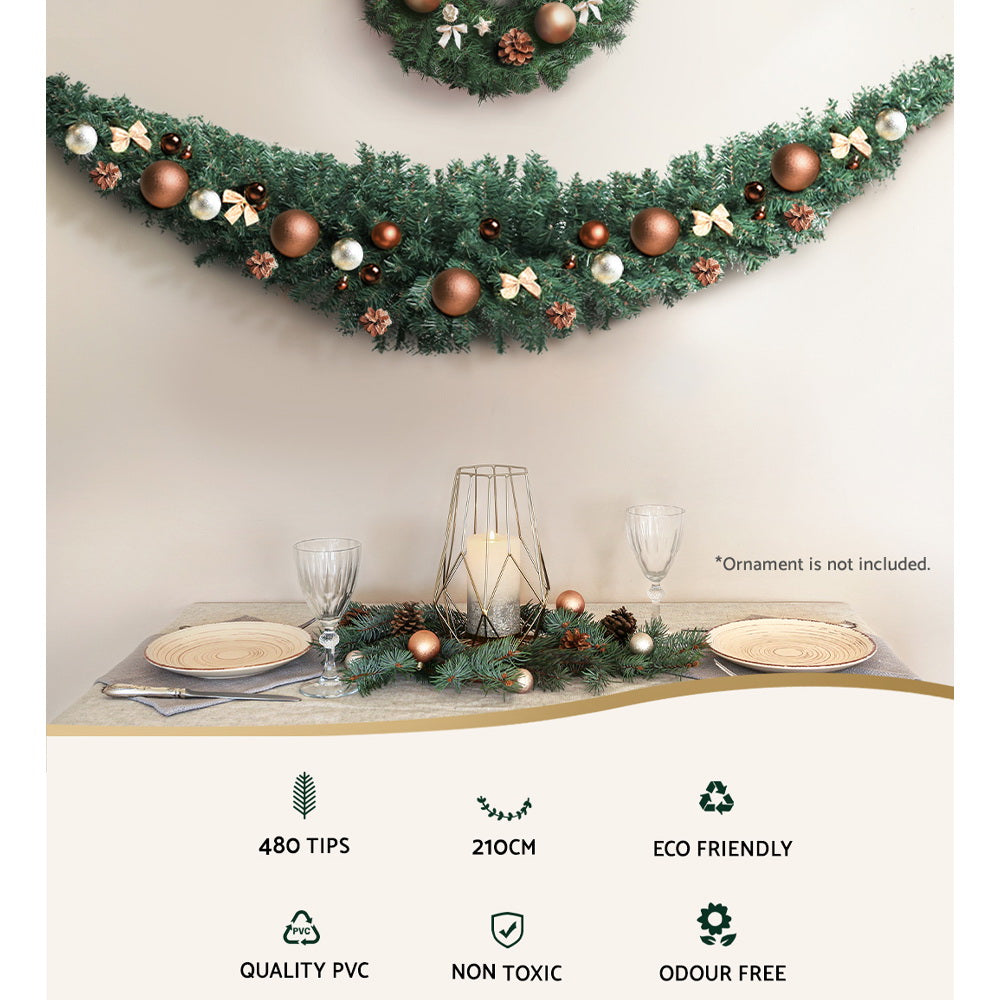 2.1m Green Christmas Garland – Ideal for Festive Party Décor