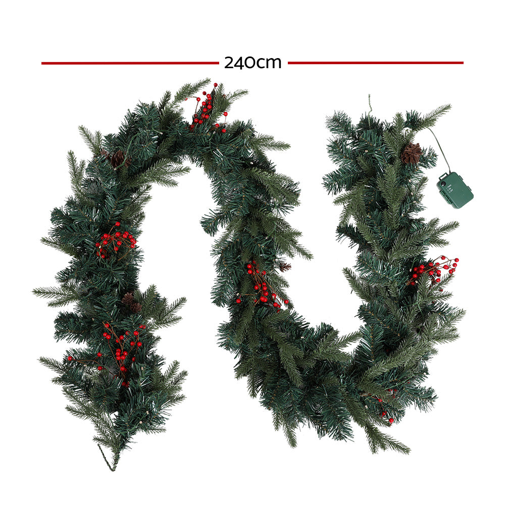 2.4M Christmas Garland with LED Lights – Perfect for Festive Party Décor