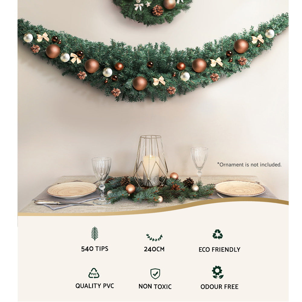 2.4M Green Christmas Garland – Ideal for Holiday Party Décor