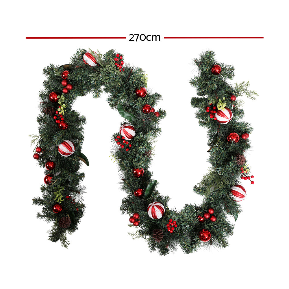 2.7M Christmas Garland with Decorations – Perfect for Festive Décor