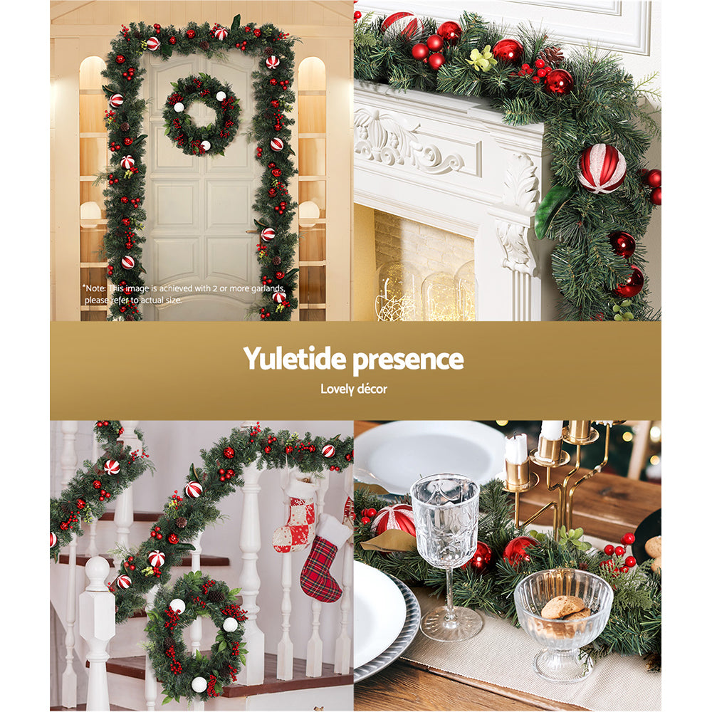 2.7M Christmas Garland with Decorations – Perfect for Festive Décor