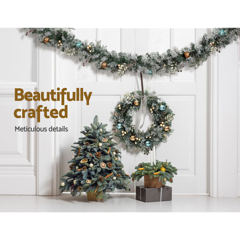 2.7M Snowy Christmas Garland with LED Lights – Festive Winter Décor