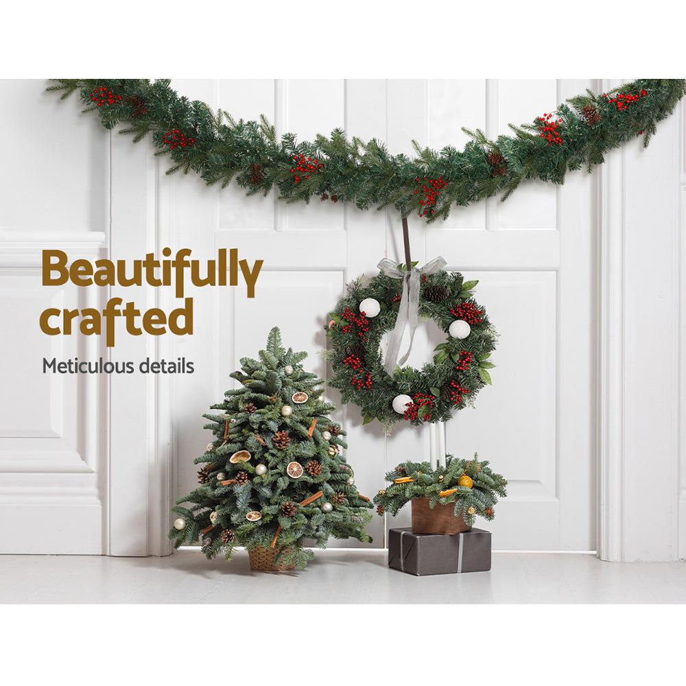 Christmas Garland & Wreath Set with LED Lights – Perfect for Festive Xmas Décor