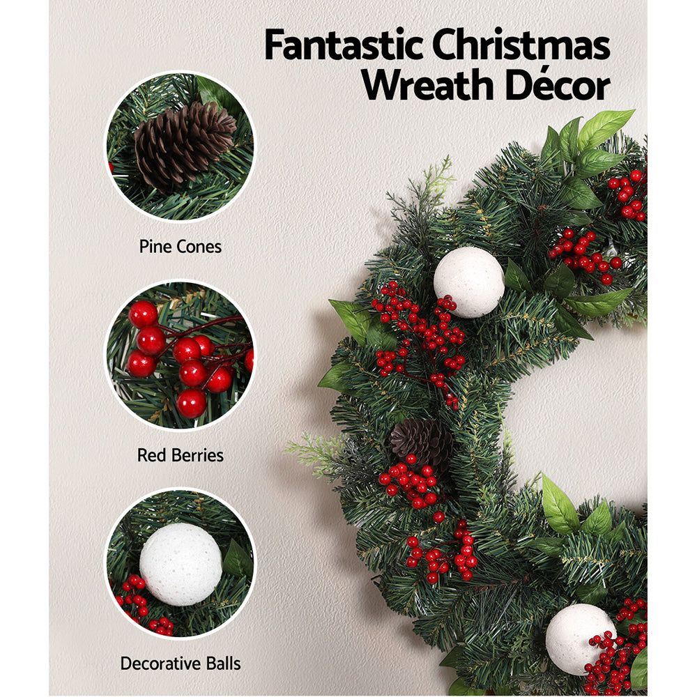 Christmas Garland & Wreath Set with Ornaments – Festive Xmas Décor