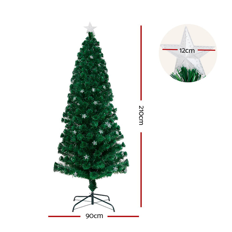 2.1m Christmas Tree Optic Fibre LED Xmas tree Multi Colour