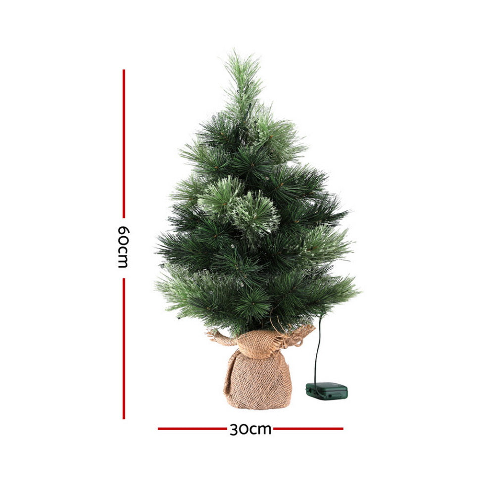 Christmas Tree 60CM Mini Tabletop 8 Light Modes Timer Xmas Tree