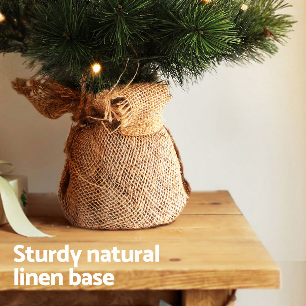 Christmas Tree 60CM Mini Tabletop 8 Light Modes Timer Xmas Tree