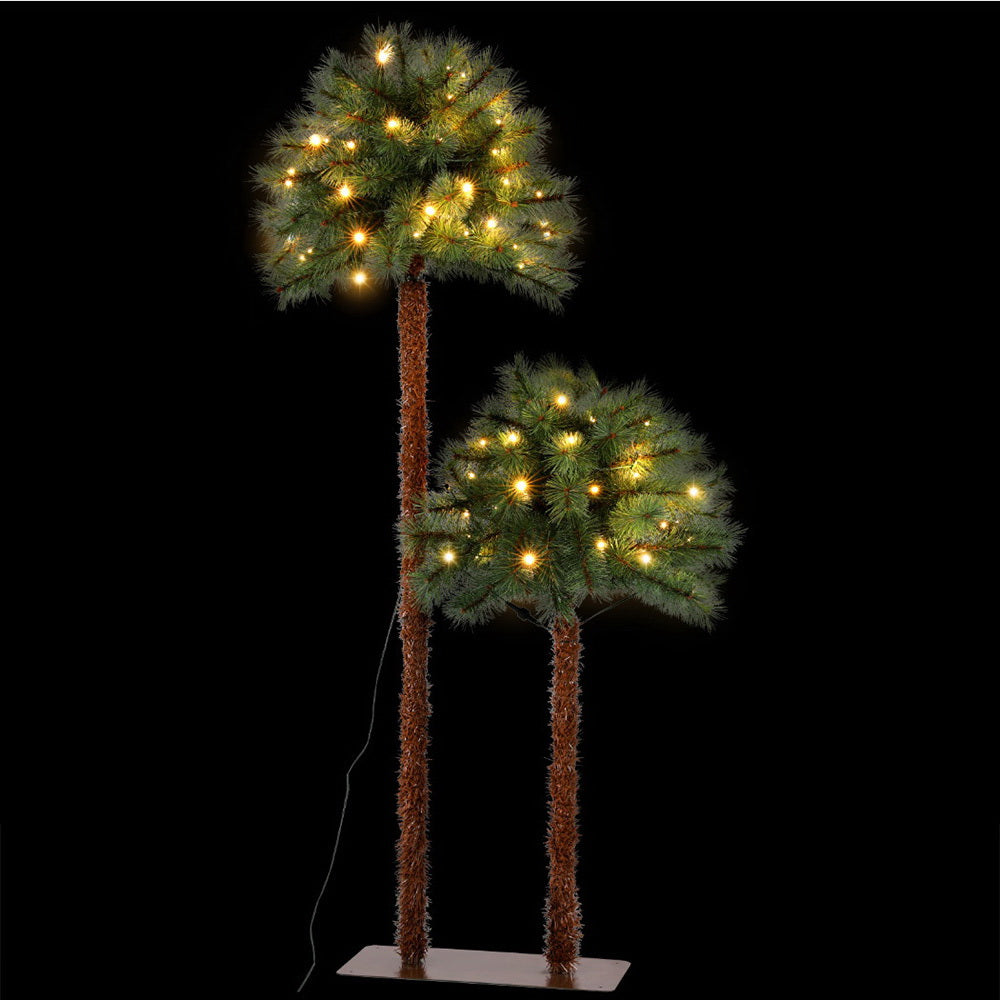 1.5M + 1M LED Palm Christmas Tree Set – 2-in-1 Festive Décor