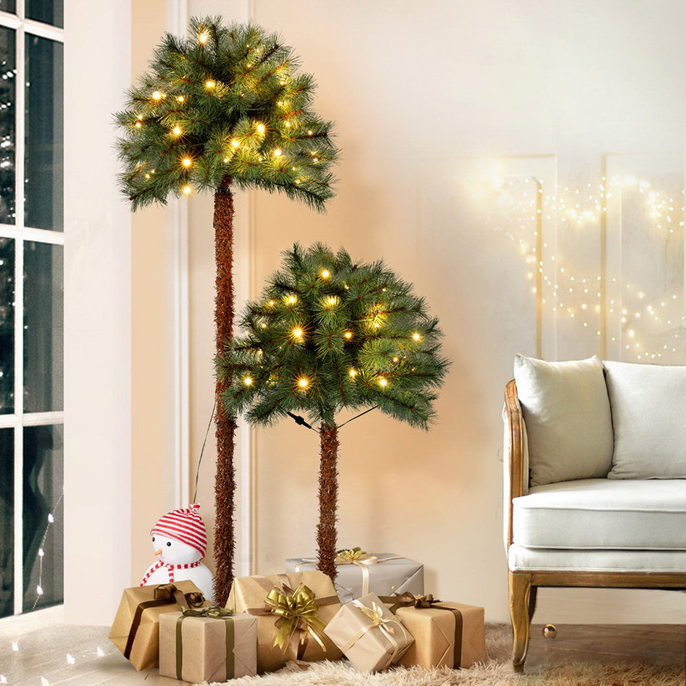 1.5M + 1M LED Palm Christmas Tree Set – 2-in-1 Festive Décor