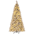 7FT / 2.1M Christmas Tree – Snow Flocked Pencil White – 860 Tips – Pre-lit 350 Warm White LED Lights