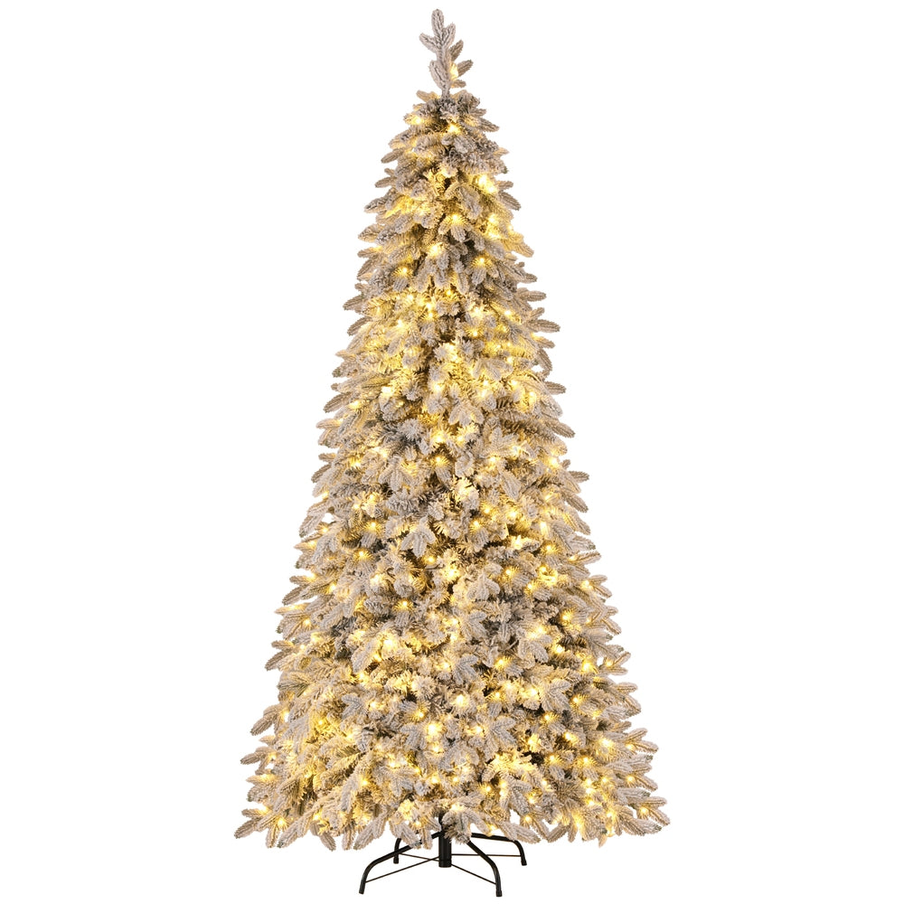 7FT / 2.1M Christmas Tree – Snow Flocked Pencil White – 860 Tips – Pre-lit 350 Warm White LED Lights