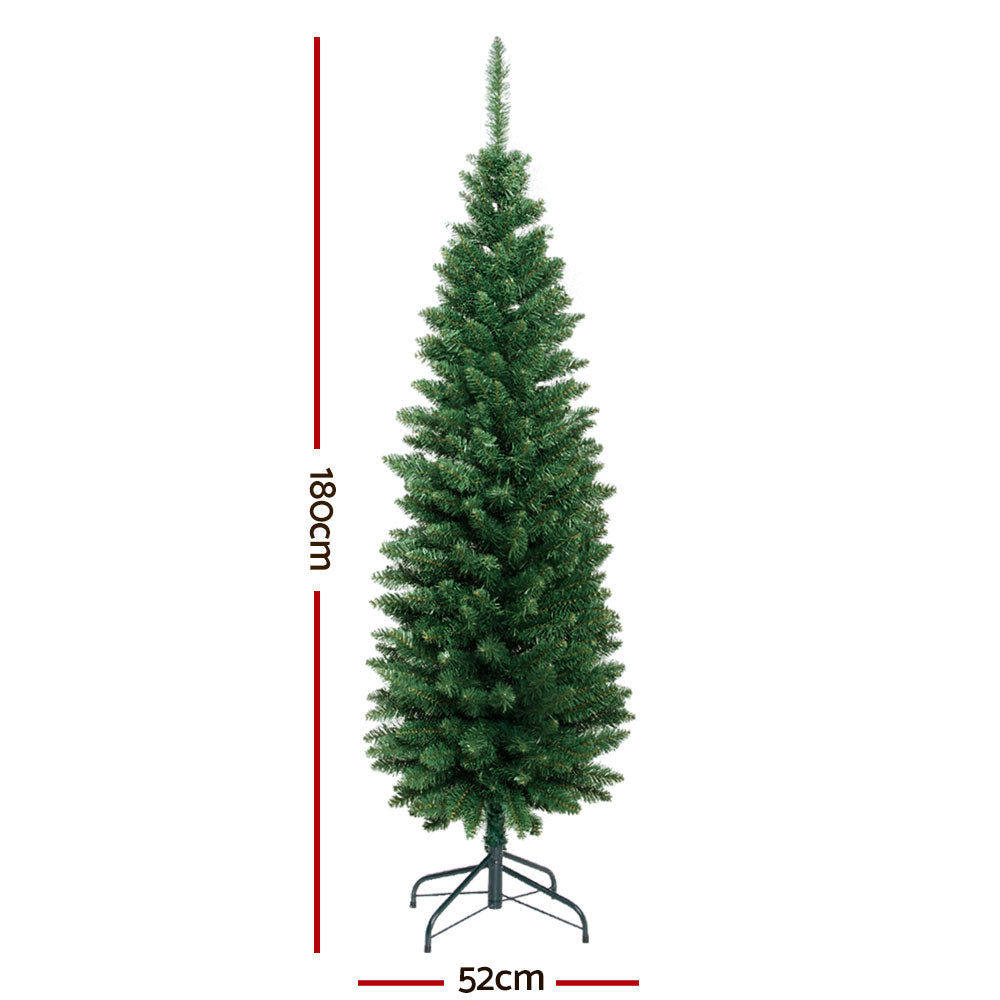 6FT / 1.8M Slim Green Christmas Tree – 300 Tips for a Simple, Space-Saving Holiday Décor