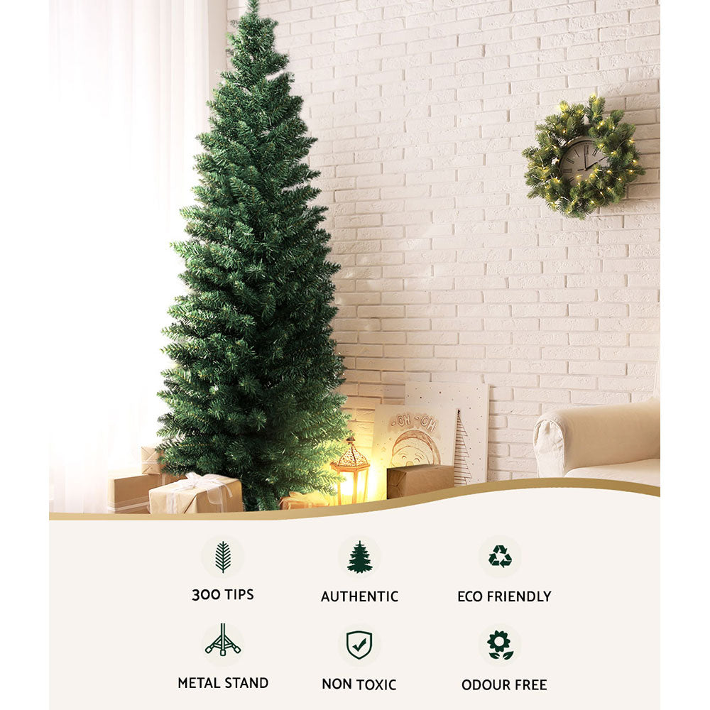 6FT / 1.8M Slim Green Christmas Tree – 300 Tips for a Simple, Space-Saving Holiday Décor