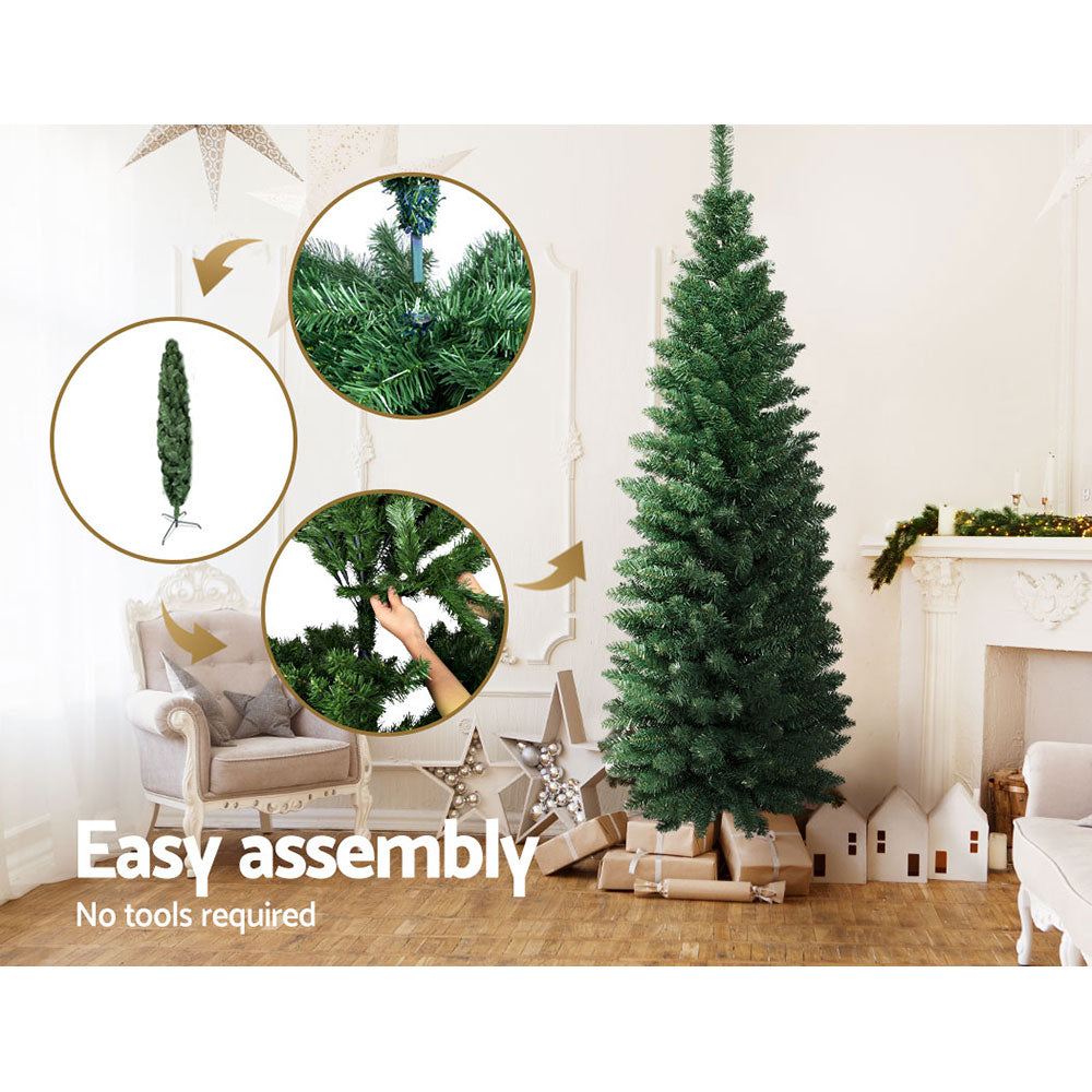 6FT / 1.8M Slim Green Christmas Tree – 300 Tips for a Simple, Space-Saving Holiday Décor