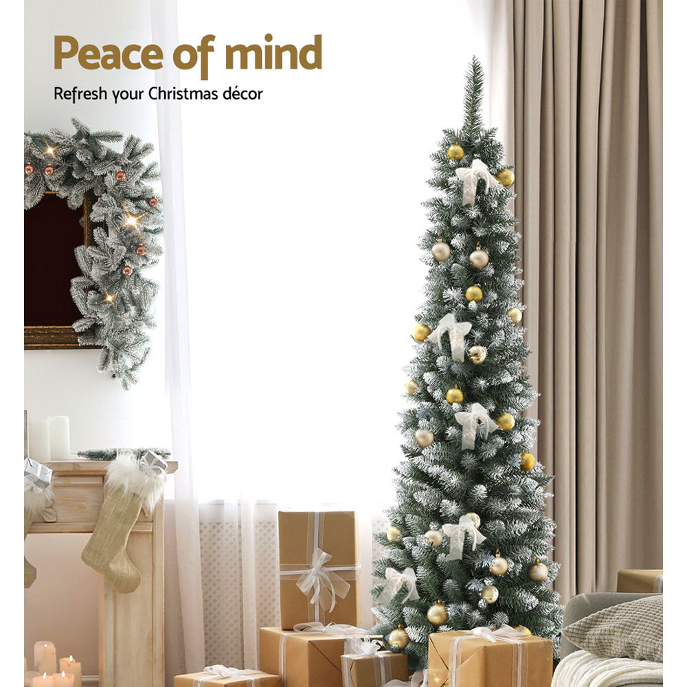 6FT / 1.8M Slim Snowy Christmas Tree – 300 Tips