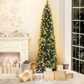 7FT / 2.1M Slim Corner Christmas Tree – 430 Tips – Pre-lit 250 Warm White LED Lights (Space-Saving Design)