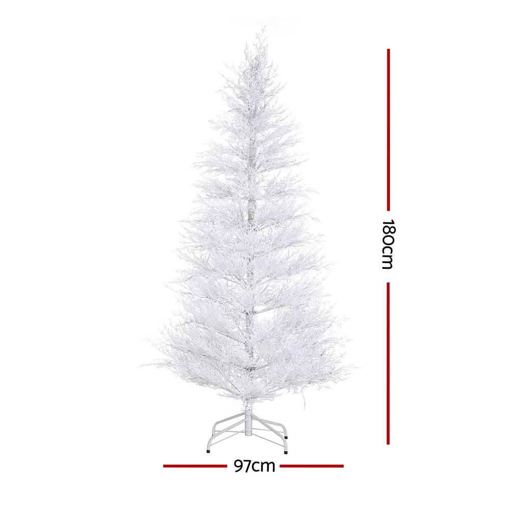 6FT / 1.8M Christmas Tree – Sparse White – 622 Tips – Pre-lit 200 Multi-Colour LED Lights
