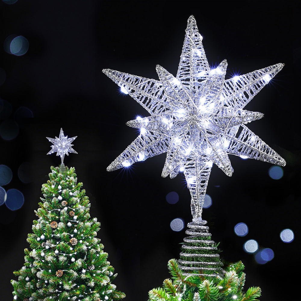 3D Christmas Tree Topper Star LED Decorations Xmas Party Timer