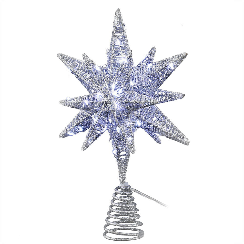 3D Christmas Tree Topper Star LED Decorations Xmas Party Timer