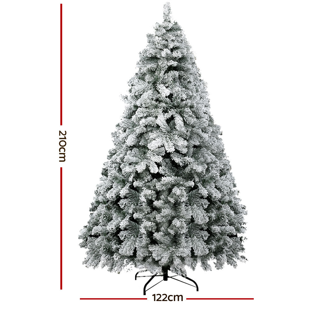 7FT / 2.1M Snow Flocked Christmas Tree with 859 Tips