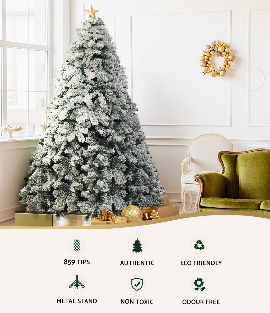 7FT / 2.1M Snow Flocked Christmas Tree with 859 Tips