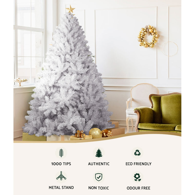 Christmas Tree 2.1m 1000 White Tips Xmas Tree Decorations