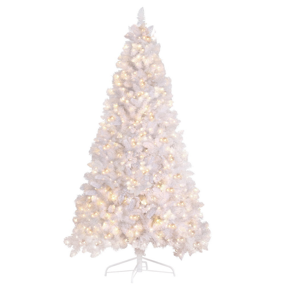 7FT / 2.1M Artificial White Christmas Tree with 500 LED Lights, 1260 Tips – Premium Xmas Tree